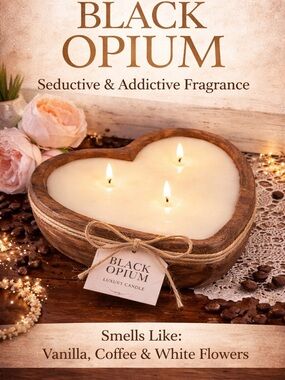 Heart-Shaped Wood Luxury Candle - black opium